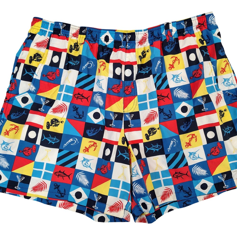 Columbia Mens XXL PFG Backcast III Water Shorts Multicolor Nautical Patchwork